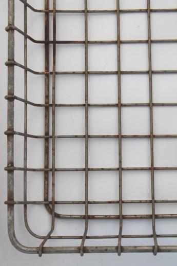 vintage industrial wire basket, flat bread tray shelf for metal shelves