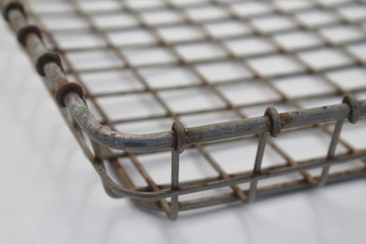 vintage industrial wire basket, flat bread tray shelf for metal shelves