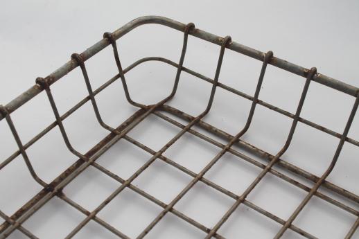 vintage industrial wire basket, flat bread tray shelf for metal shelves