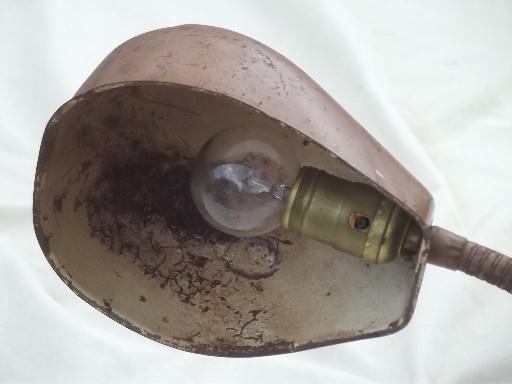 vintage industrial work light, gooseneck desk lamp w/ metal lamp shade