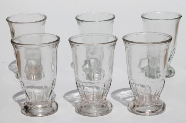 vintage jelly jar glasses, footed tumblers for tiny parfaits or drinking glasses