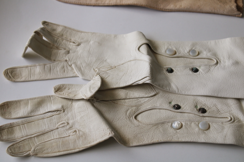 vintage kid gloves, lot ladies leather gloves, long opera length gloves etc