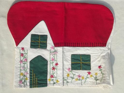 vintage kitchen appliance cover, embroidered cotton cottage toaster cozy!
