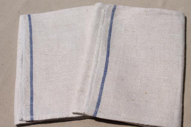 vintage kitchen dish towels, striped linen and cotton towel lot of 10
