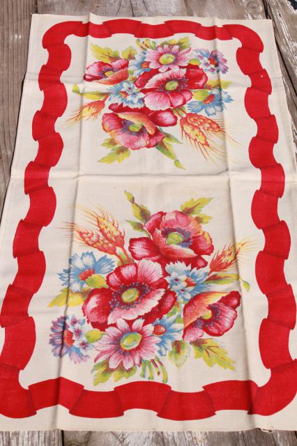 vintage kitchen towels - Startex flower print tea towel set, striped Morgan-Jones dishtowels