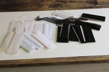 vintage lace seam tape in black & white, seam binding sewing trim lot carded notions