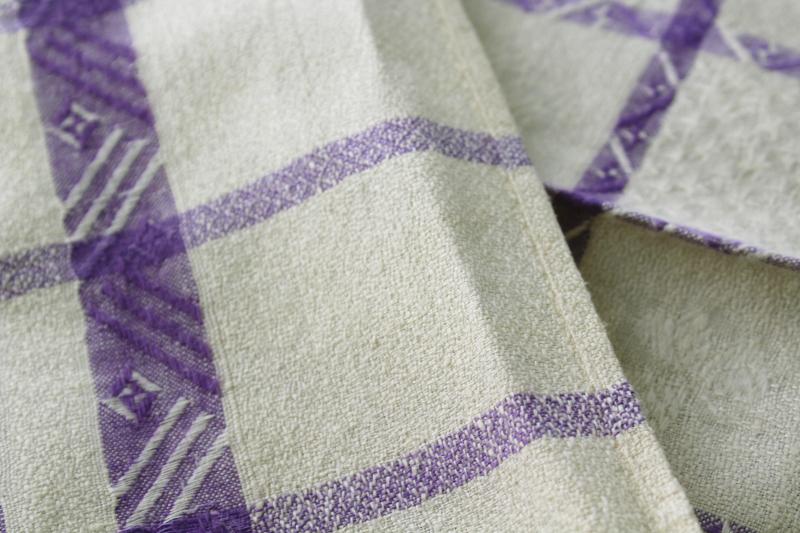 vintage lavender & cream linen damask tablecloth & napkins, french country kitchen table linens