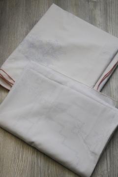 vintage linens stamped for embroidery, lot poly cotton fabric tablecloths to embroider