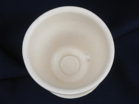 vintage matte white pottery flower pot, tiny african violet planter