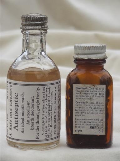 vintage medicine bottles lot, old United Drugs / Rexall pharmacy labels