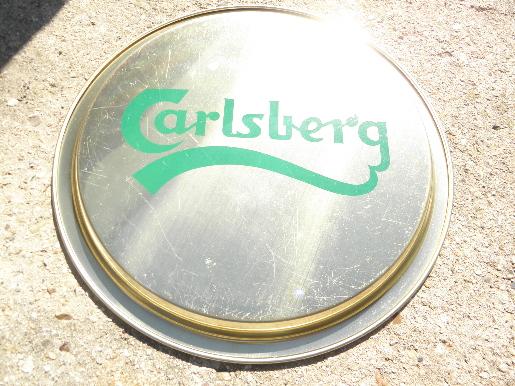 vintage metal litho bar tray, Carlsberg beer jolly publican or brewer