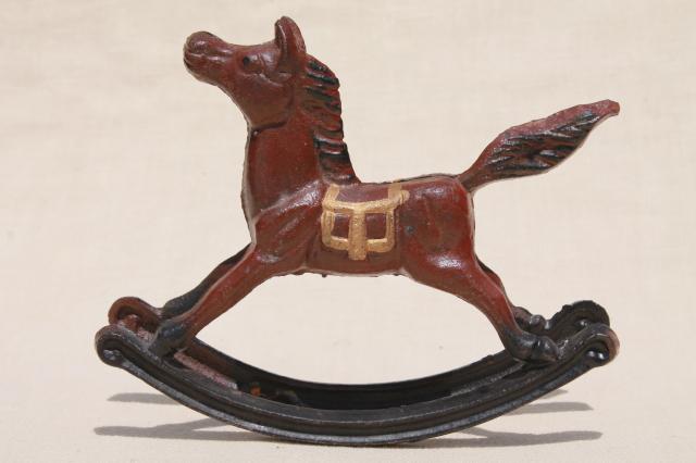 vintage metal rocking horses, solid brass rocking horse & painted cast iron