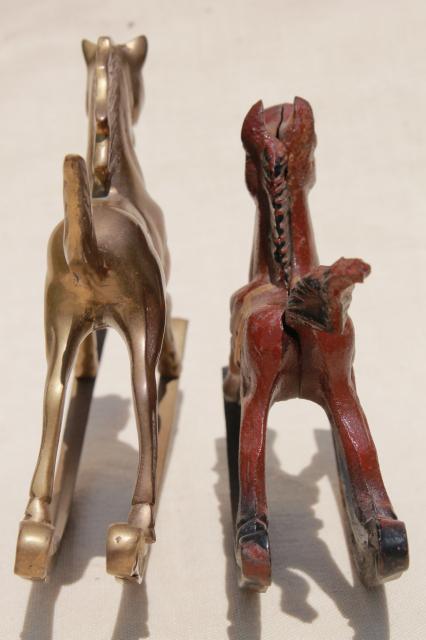 vintage metal rocking horses, solid brass rocking horse & painted cast iron