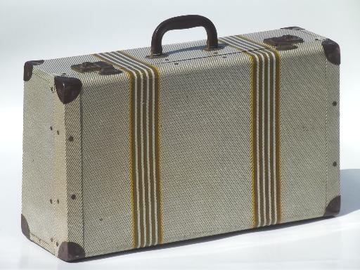 vintage metal suitcase, retro 1940s tin litho picnic box or carrying case