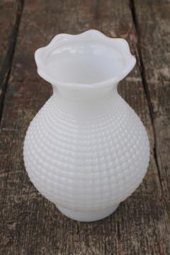 vintage milk glass chimney shade, waffle block pattern translucent white glass hurricane