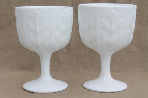 vintage milk glass, collection of oak leaf pattern glass compotes & planters