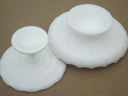 vintage milk glass cupcake stands or tiny cake plates, for candles or displays