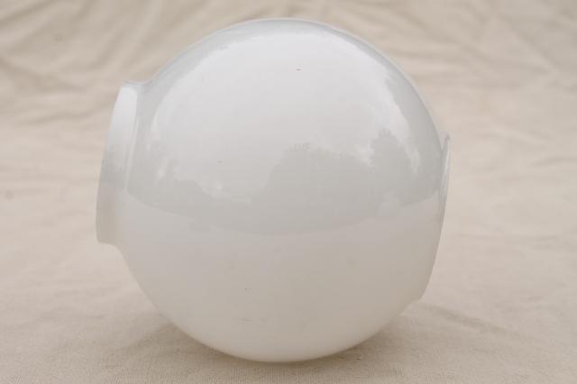 vintage milk glass globe lamp shade, round open ended lampshade mini size