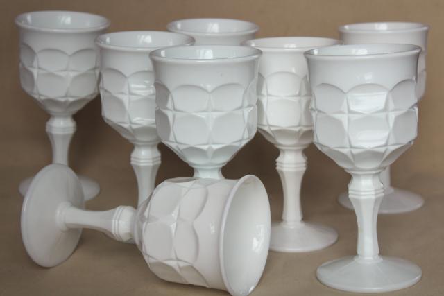 vintage milk glass goblets, Indiana Constellation wine glasses or tall candle holders