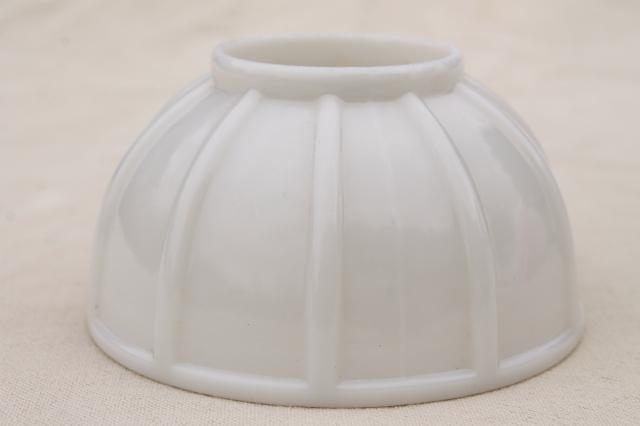 vintage milk glass lamp shade, ribbed helmet dome shaped lampshade mini size