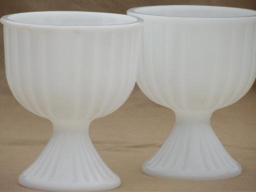 vintage milk glass vases lot, 12 classical urns & fluted shape planters