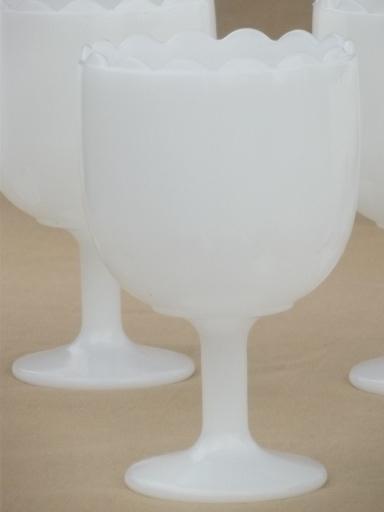vintage milk glass vases lot, florist glass flower urns & goblet shapes 