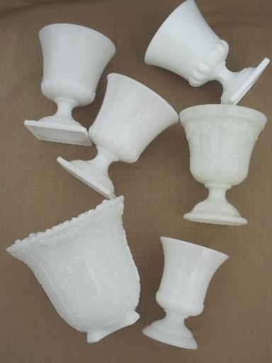 vintage milk glass vases lot, urns & old french milk glass jardinieres
