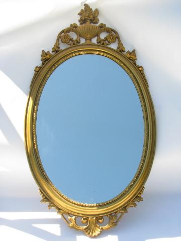 vintage mirror, ornate french country \/ italianette style gold rococo frame