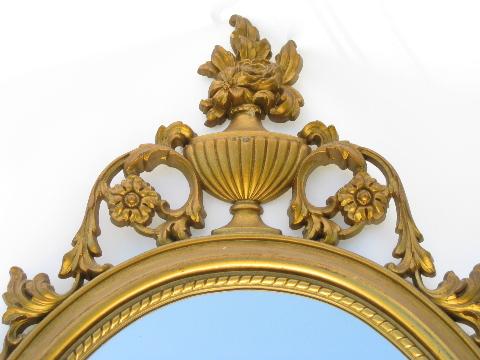 vintage mirror, ornate french country / italianette style gold rococo frame