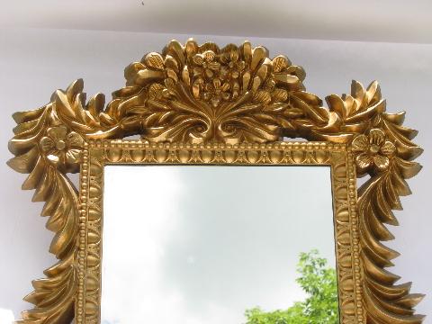 vintage mirror w/ ornate french country rococo gold frame, candle wall sconces