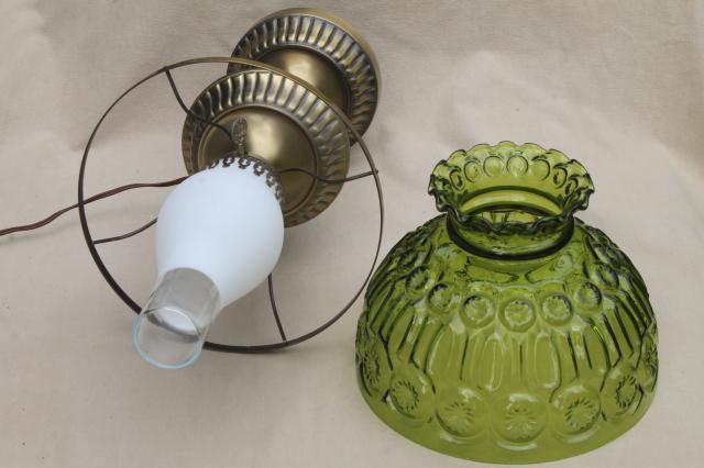 vintage moon & stars pattern glass shade, green glass lampshade table lamp