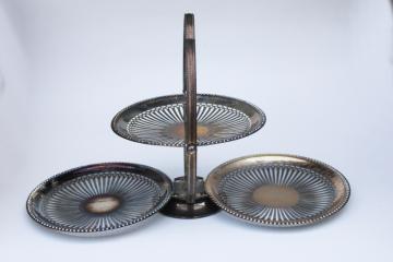 vintage muffin stand, folding tiered plate tea table server for biscuits or small cakes