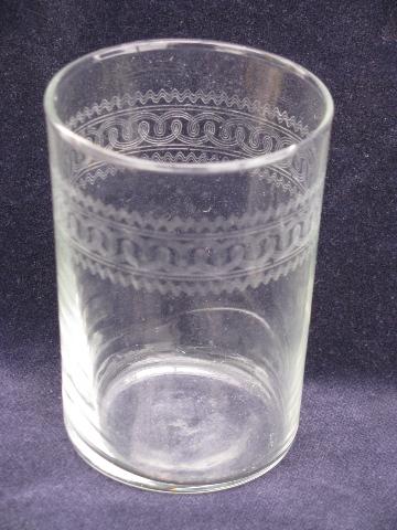 vintage needle etch Federal depression glass, tumblers, water glasses