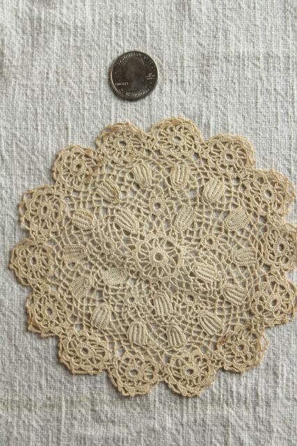 vintage & new cotton lace doilies, small goblet rounds, cottage style crochet doily lot 