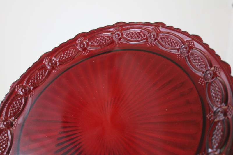 vintage new in box Avon Cape Cod ruby red glass dinner plates set of 6