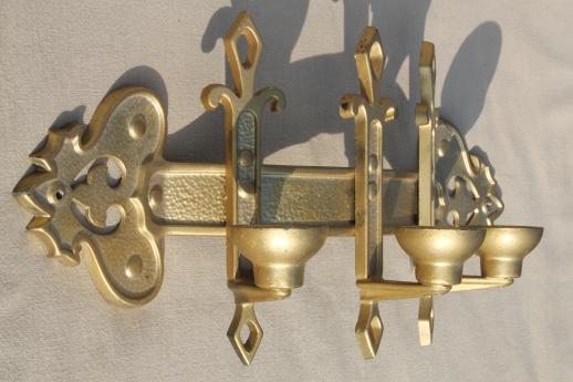 vintage ornate gold metal candle sconce, gothic fairy tale style wall mount candelabra