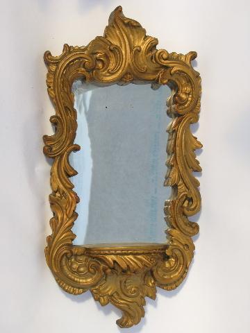 vintage ornate gold plaster wall niche mirror, florentine style mirrored shrine