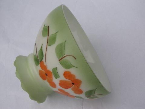 vintage painted poppies student lamp replacement milk glass light shade