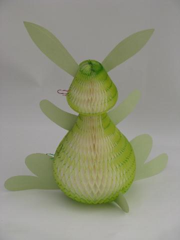 vintage paper Easter bunny decoration, honeycomb tissue marked Japan