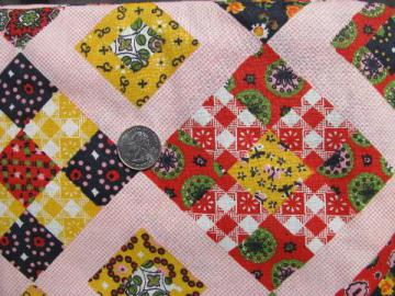 vintage patchwork quilt cheater print cotton quilting print fabric, 1950s