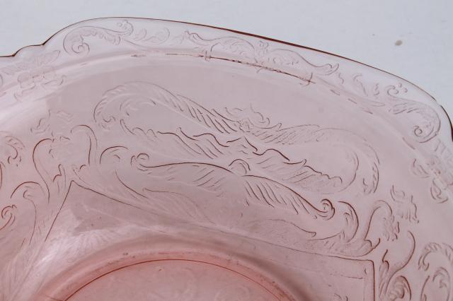 vintage pink depression glass salad bowl, Federal Madrid or Indiana Recollection