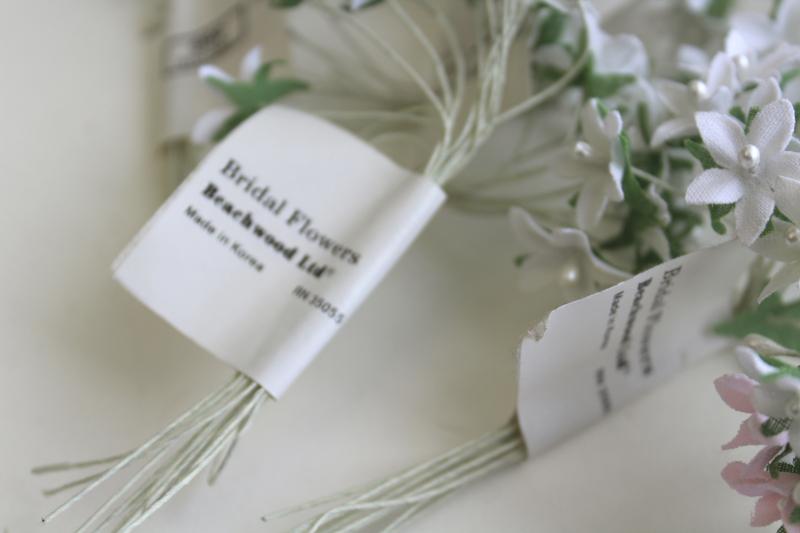 vintage pink & white stephanotis faux flowers, bridal wedding sewing decor headpiece trims