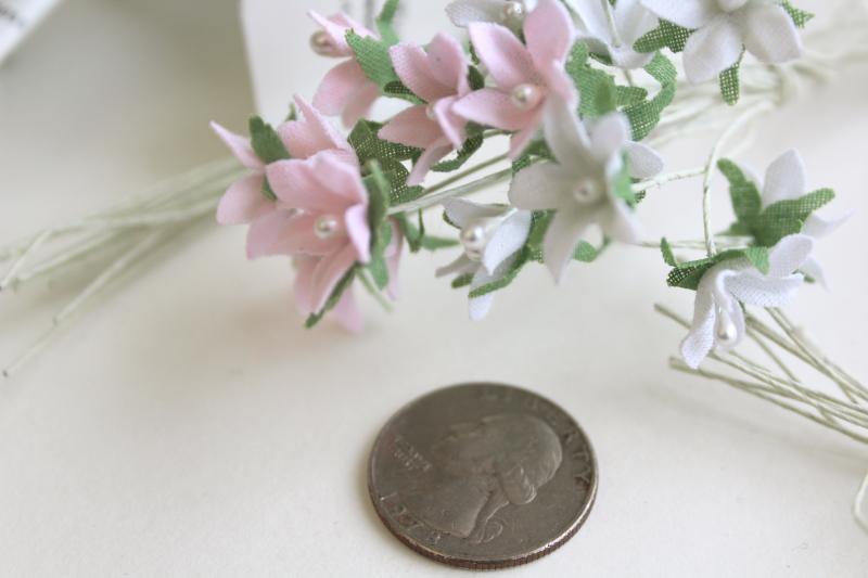 vintage pink & white stephanotis faux flowers, bridal wedding sewing decor headpiece trims
