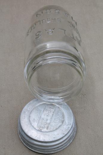 vintage pint size mason jars w/ zinc metal lids, antique glass canning jar lot