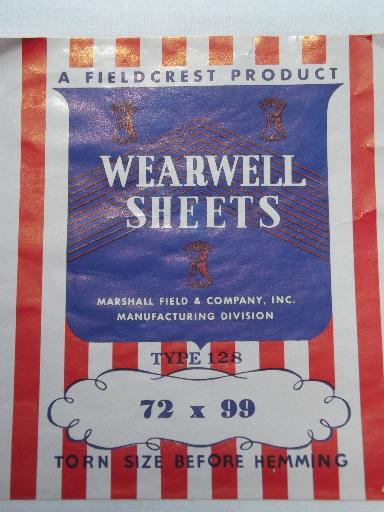vintage plain white cotton flat bed sheets, new w/ original labels