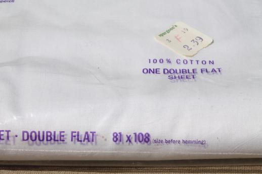 vintage plain white cotton sheets & pillowcases, never used in original packages