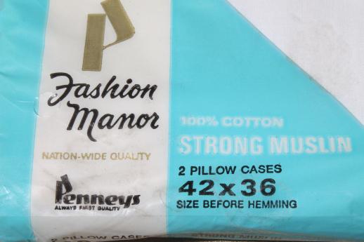 vintage plain white cotton sheets & pillowcases, never used in original packages