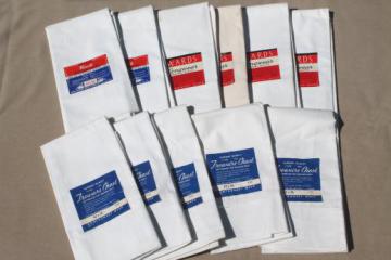 vintage plain white pure cotton pillowcases, lot one dozen deadstock pillow cases w/ paper labels