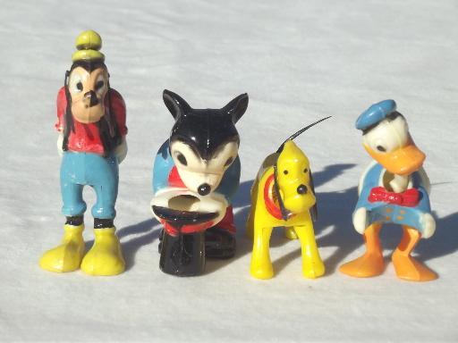 vintage plastic cake toppers, Disney characters bobblehead mini toys lot