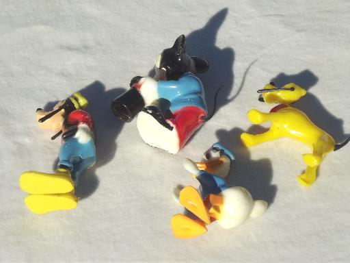vintage plastic cake toppers, Disney characters bobblehead mini toys lot